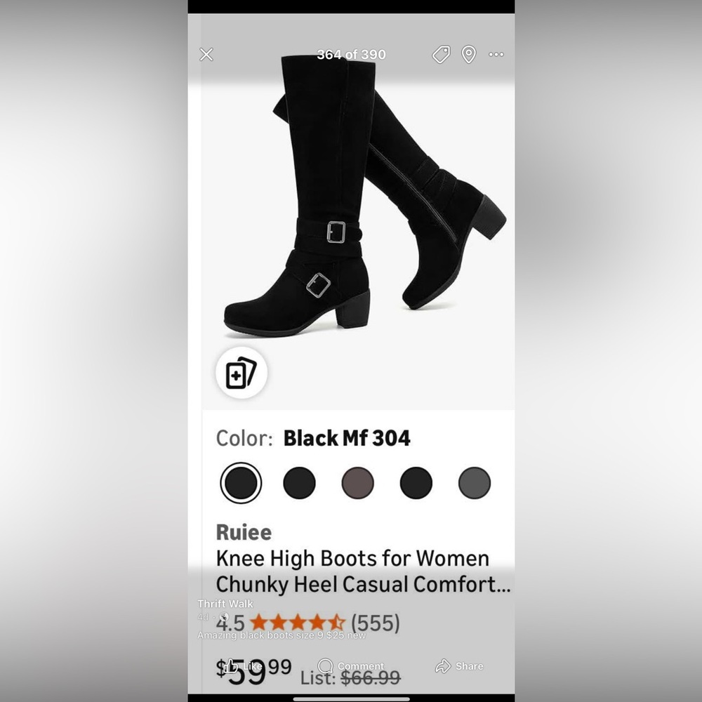 Black Knee High Heeled Boots
